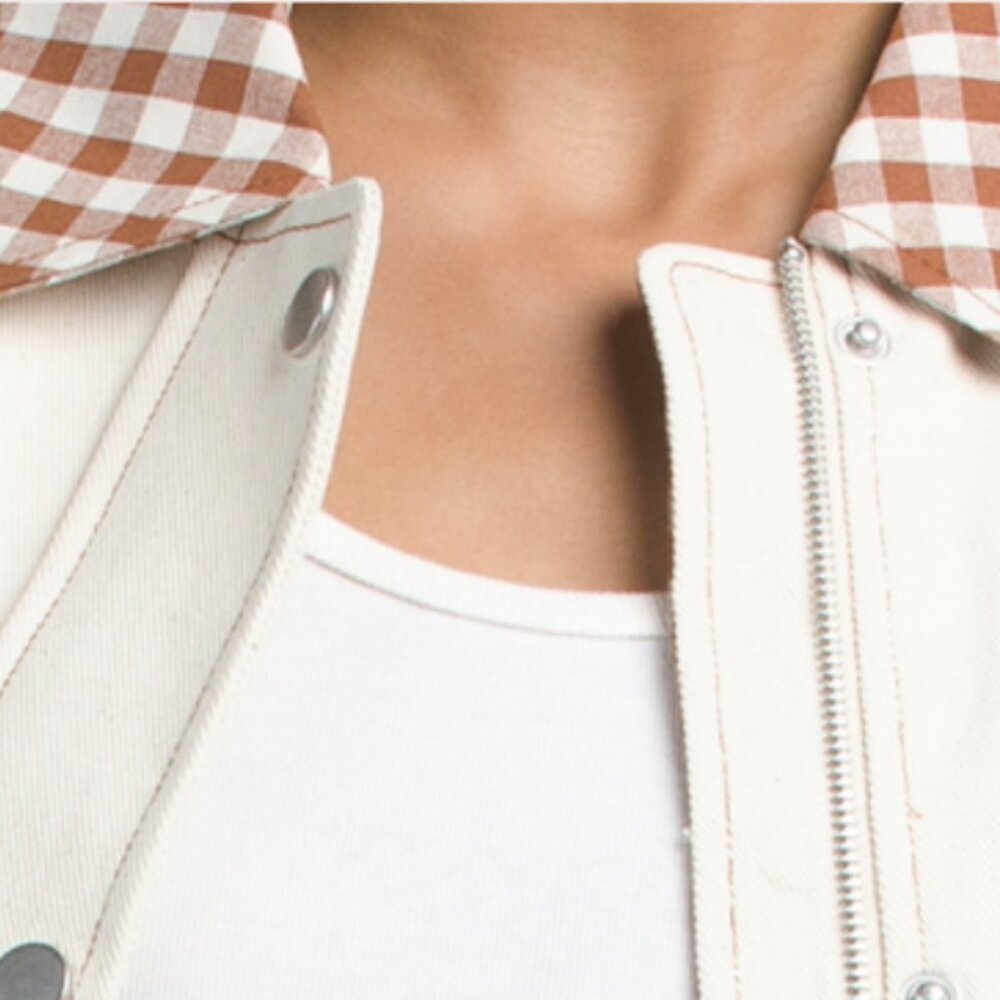 BAGATELLE COLLECTION Denim Jacket With Gingham Detailling - Picture 3 of 4